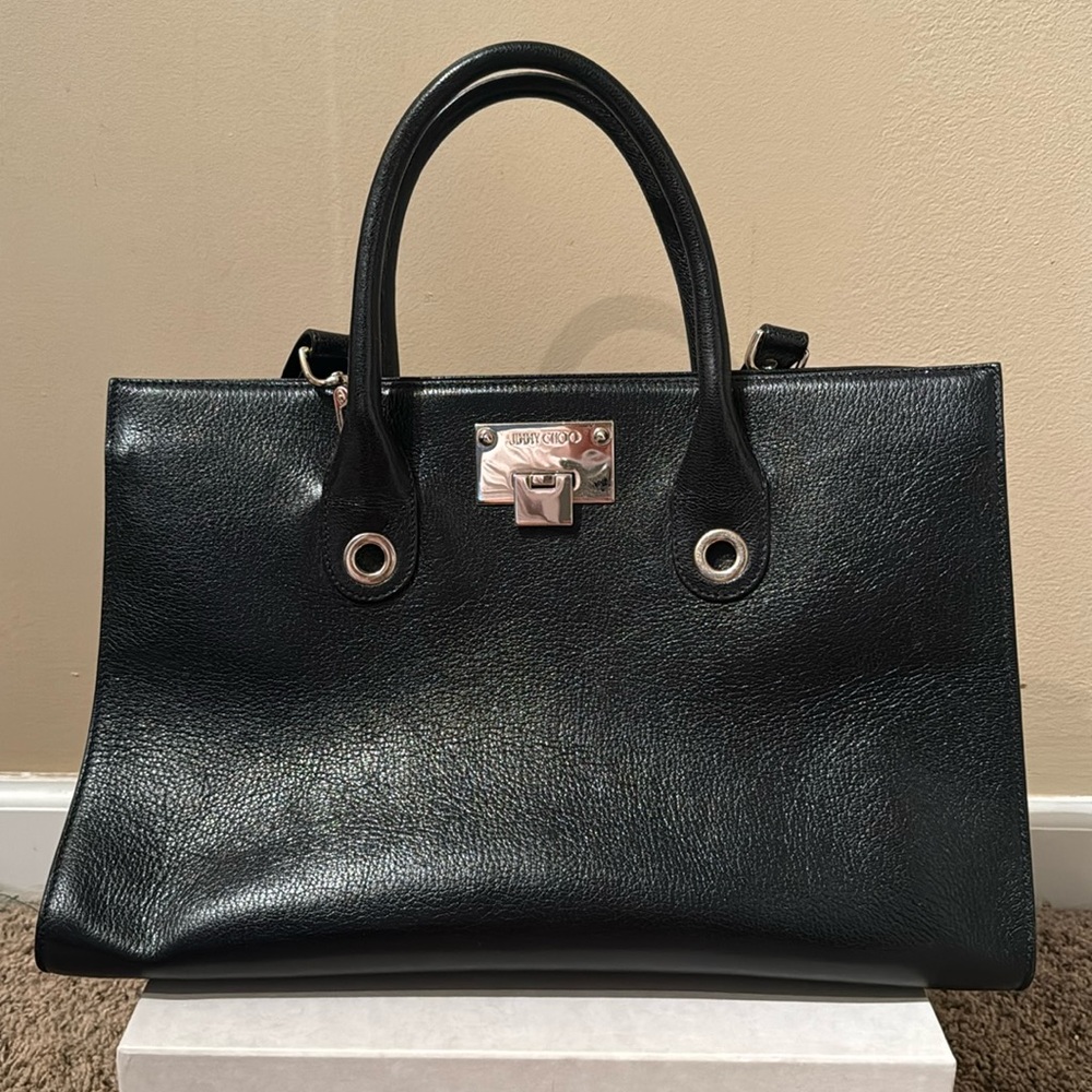 Jimmy Choo Black Leather Riley Bag
